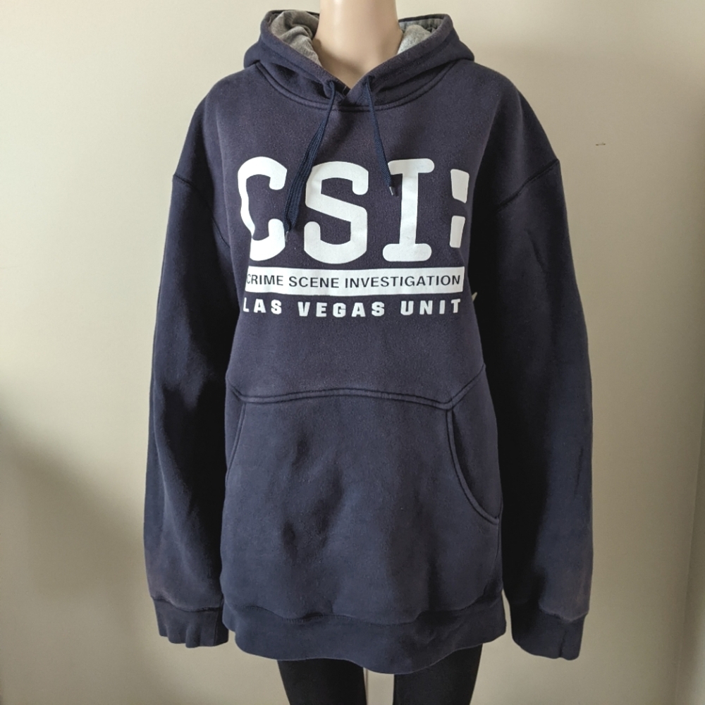 Vintage CSI Las Vegas Unit navy hoodie, men's XL oversized